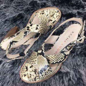 Sacha London Snake Print Sandal Heel